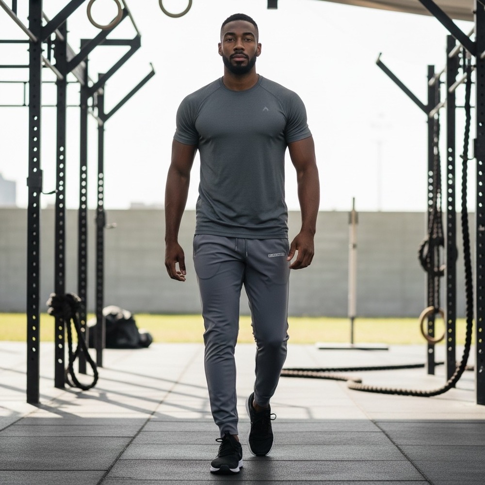 Alphalete Mens Charcoal‎ Grey Tapered Training Joggers Reflective Logo Size S 
S